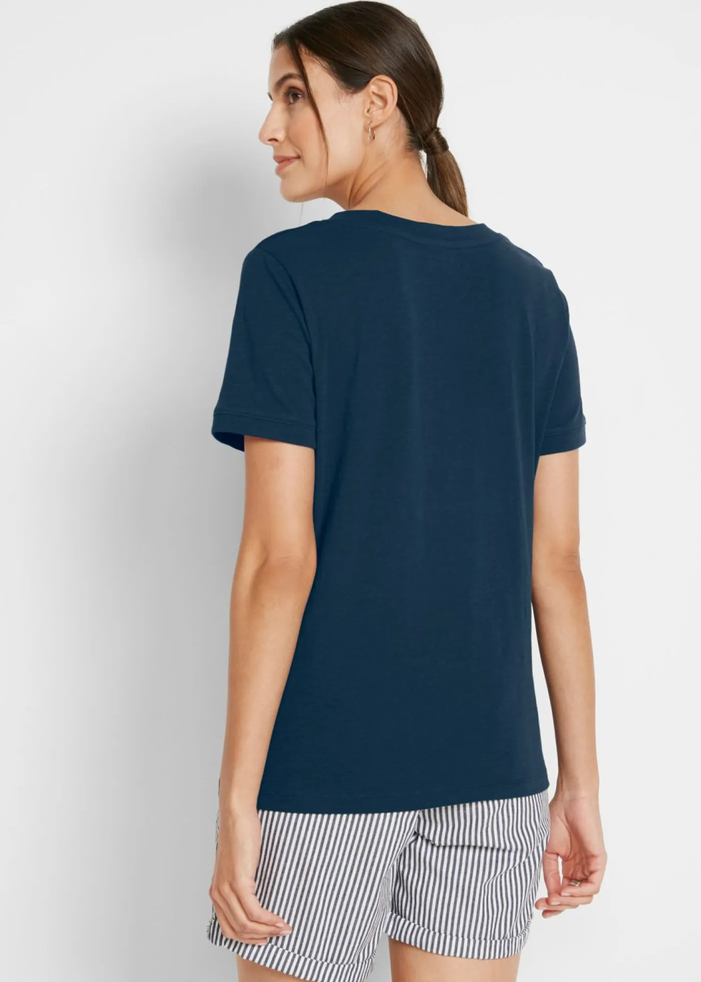 bonprix bonprix Básicos|Camisetas>Camiseta de algodón puro Azul marino