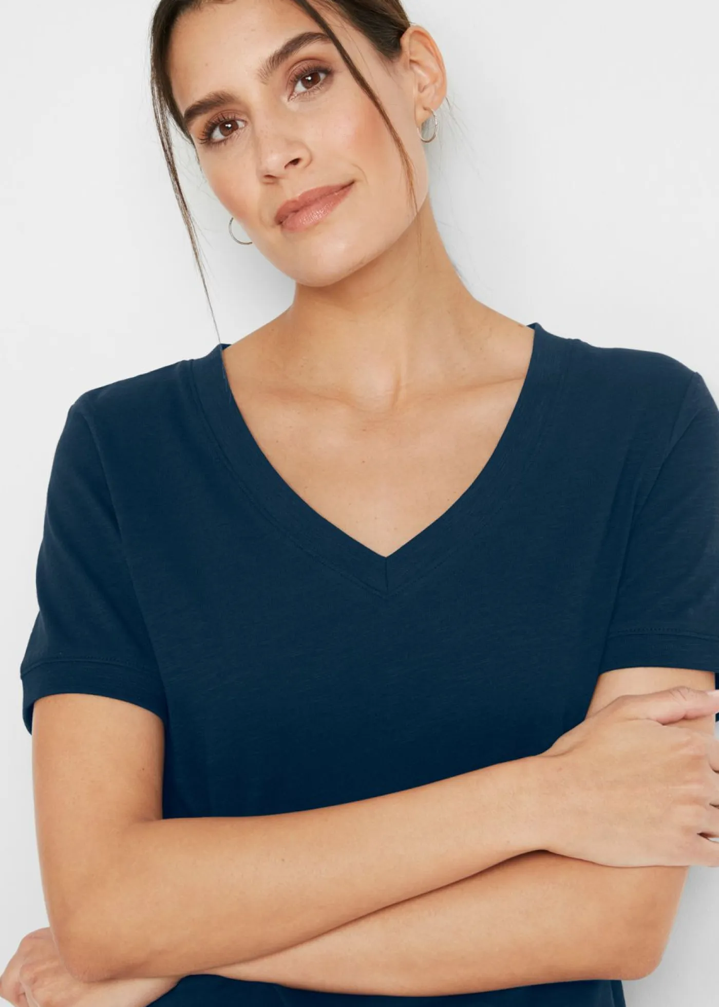 bonprix bonprix Básicos|Camisetas>Camiseta de algodón puro Azul marino