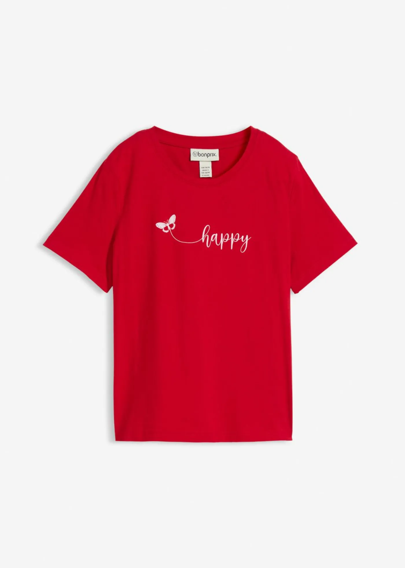 bonprix bonprix Camisetas|Novedades>Camiseta de algodón puro Rojo-blanco estampado