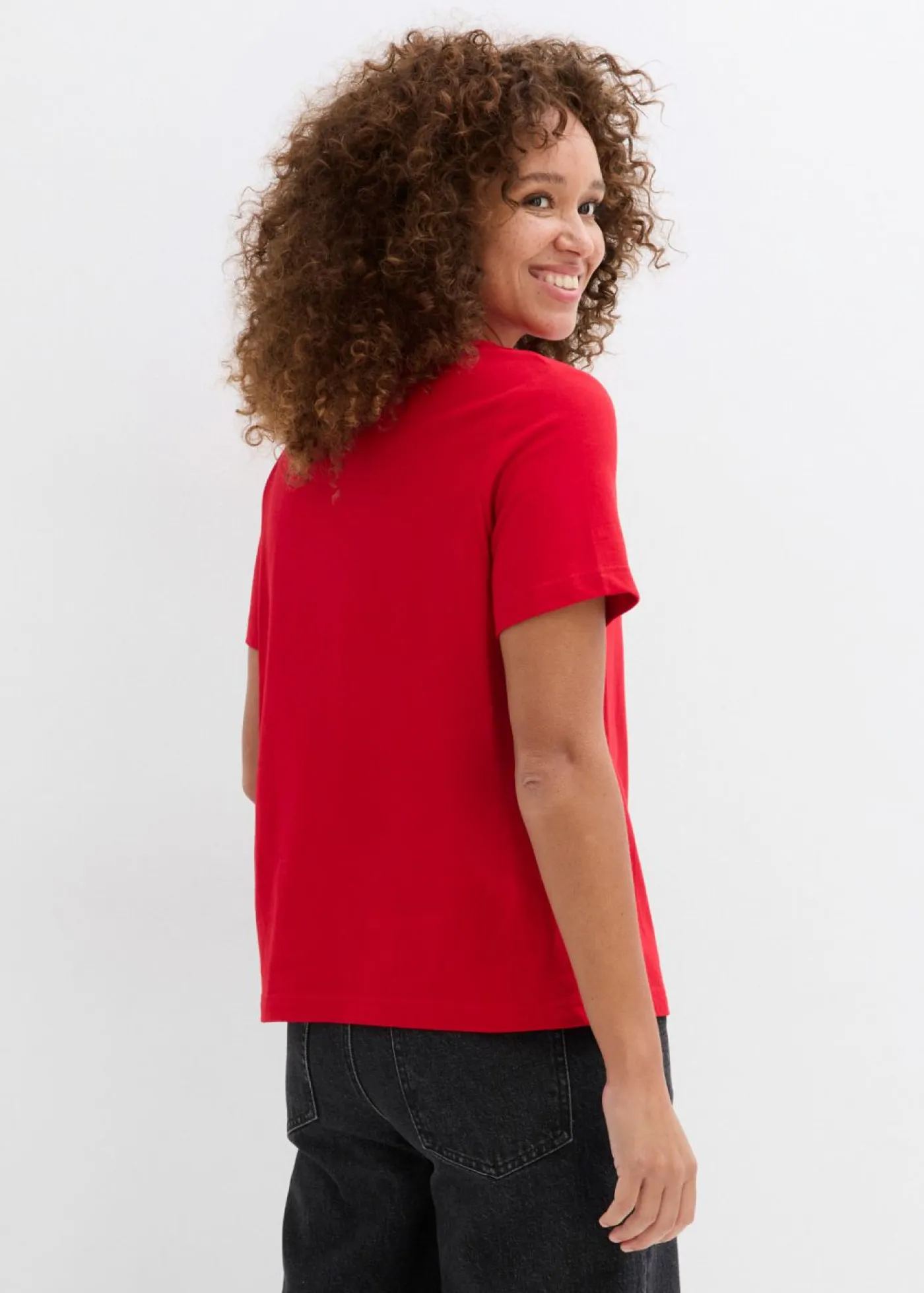 bonprix bonprix Camisetas|Novedades>Camiseta de algodón puro Rojo-blanco estampado