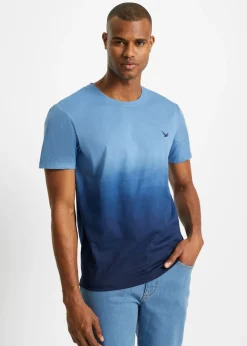 bonprix bonprix Camisetas Y Polos>Camiseta de algodón puro Azul cristal-azul oscuro
