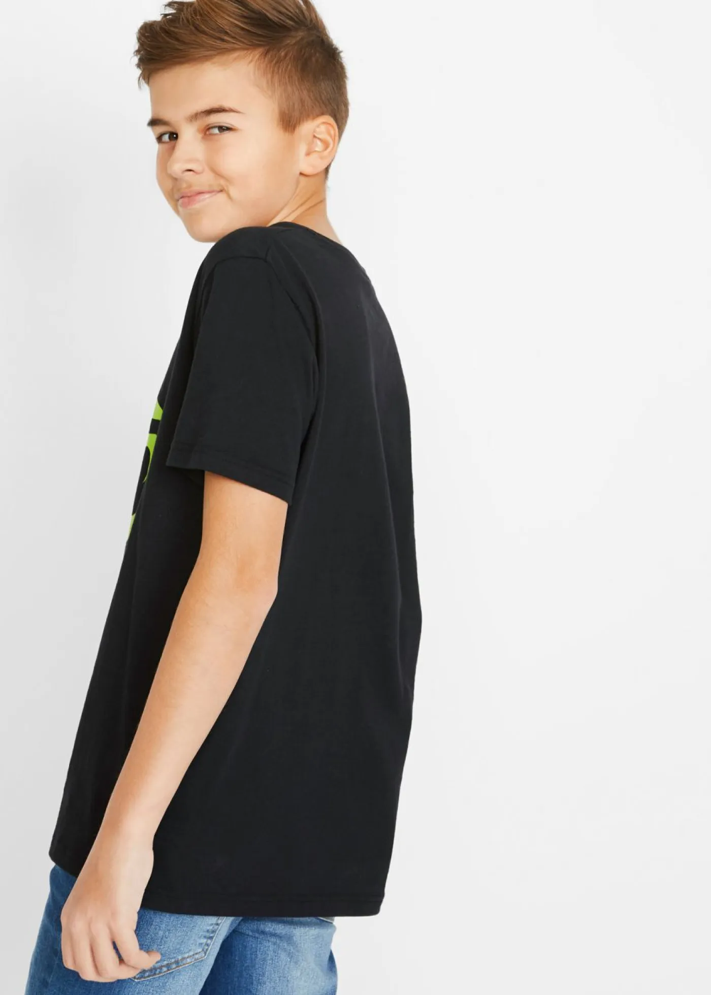 bonprix bonprix Ropa 9 A 16 Años·Camisetas>Camiseta de algodón puro Negro