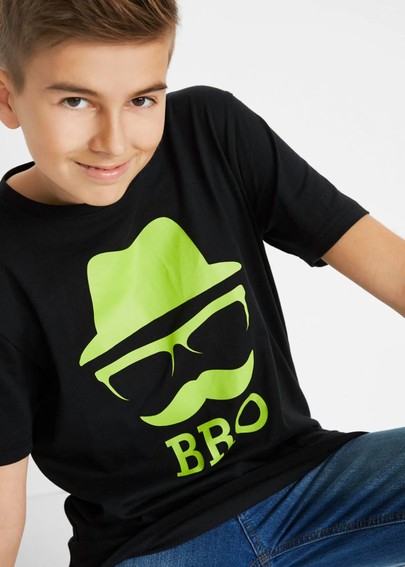 bonprix bonprix Ropa 9 A 16 Años·Camisetas>Camiseta de algodón puro Negro