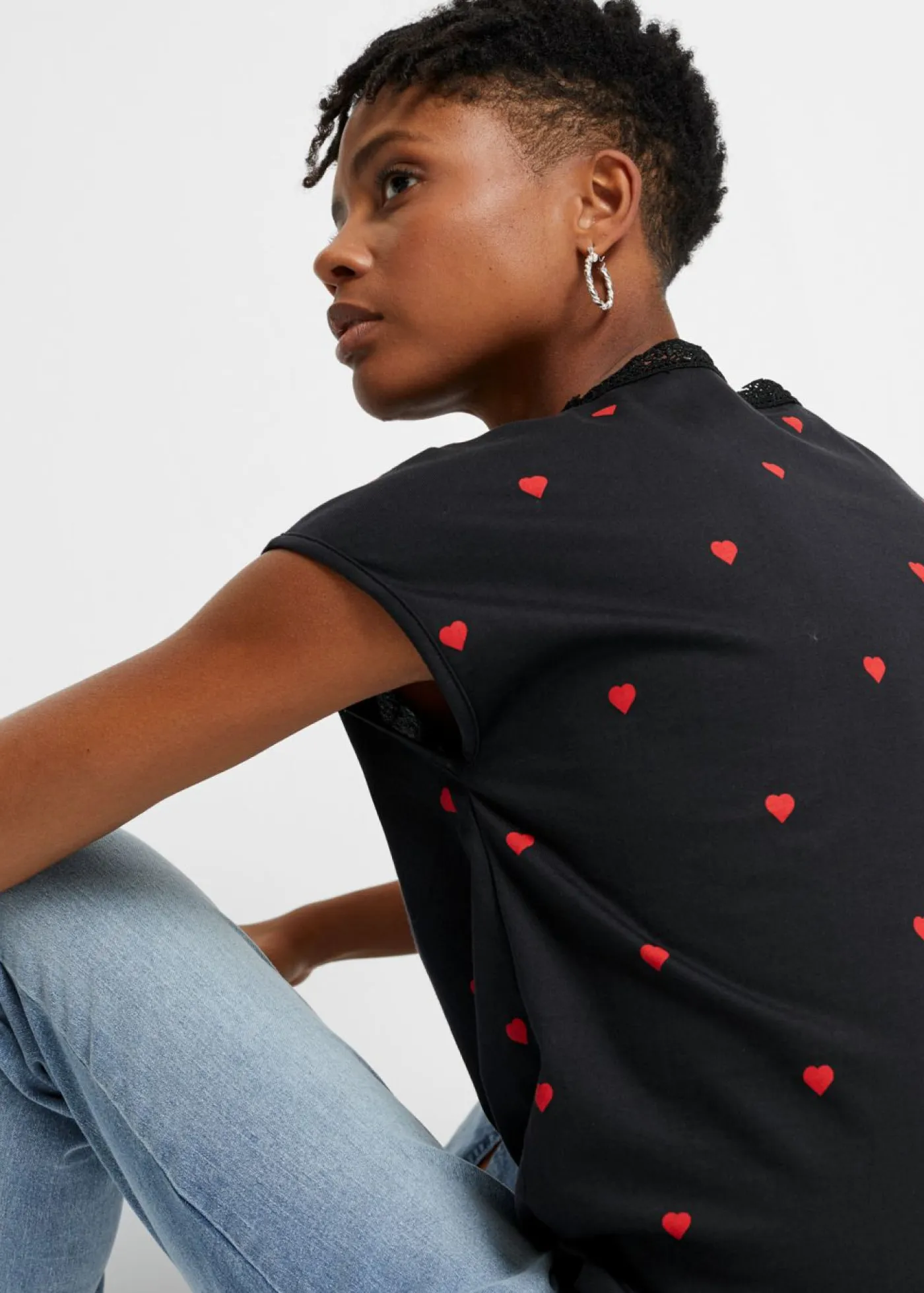 bonprix bonprix Camisetas|Novedades>Camiseta de algodón puro Negro estampado