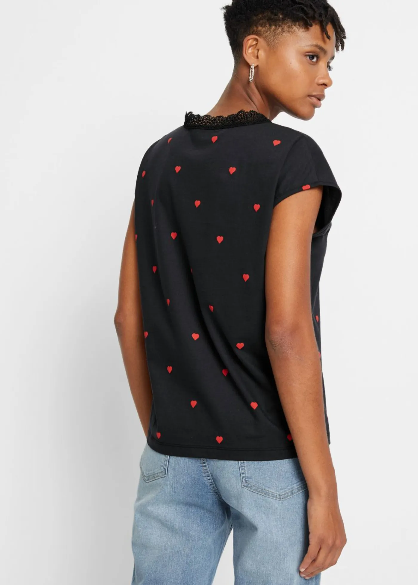 bonprix bonprix Camisetas|Novedades>Camiseta de algodón puro Negro estampado