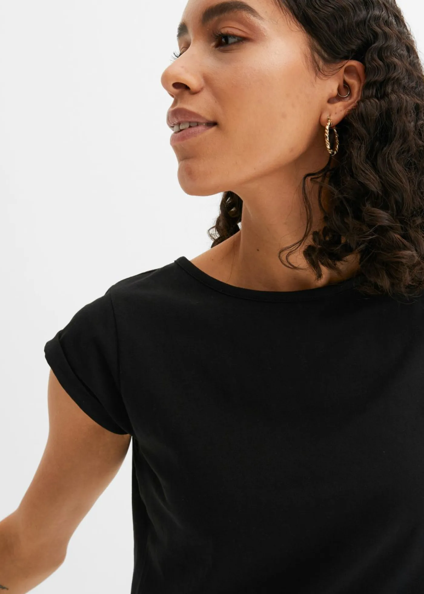 bonprix bonprix Básicos|Camisetas>Camiseta de algodón puro Negro