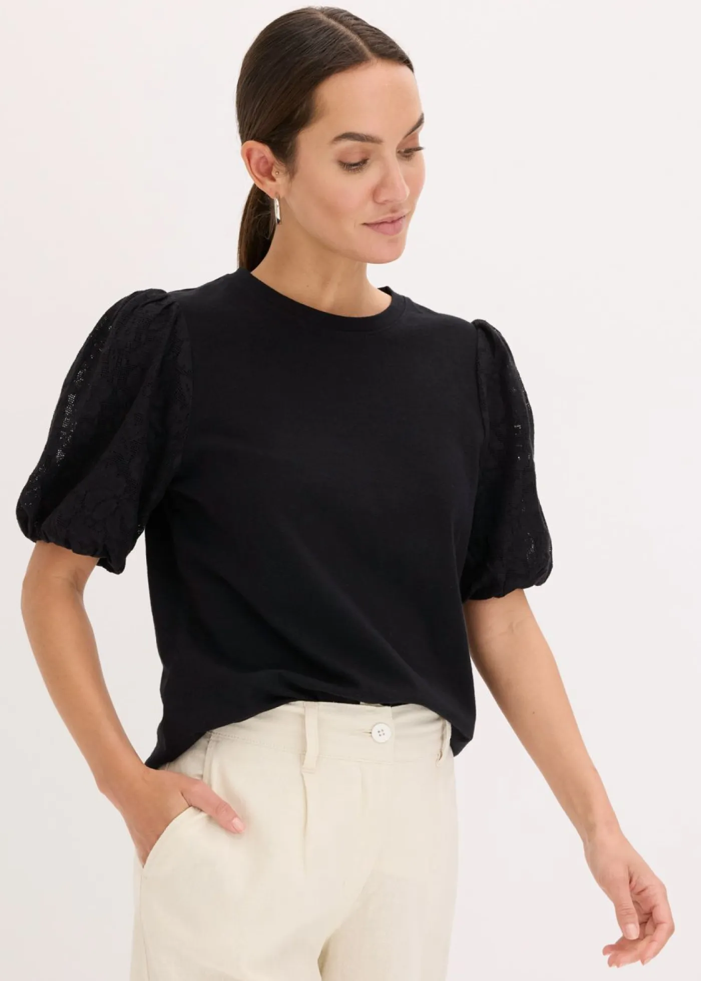 bonprix bonprix Camisetas|Novedades>Camiseta de algodón puro Negro