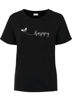 bonprix bonprix Camisetas|Novedades>Camiseta de algodón puro Negro estampado