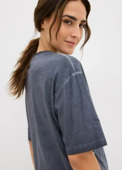 Mujer bonprix bonprix Camiseta de algodón puro con piedras brillantes