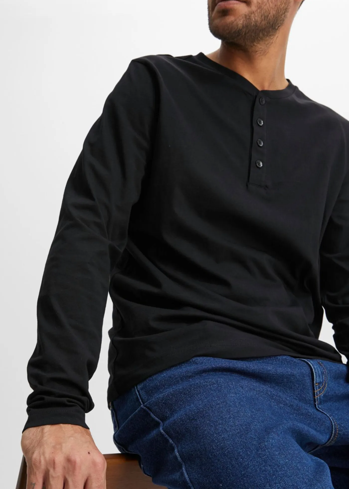 bonprix bonprix Básicos En Rebajas|Camisetas Y Polos>Camiseta de algodón puro con cuello henley (2 unidades) negro+verde grisáceo