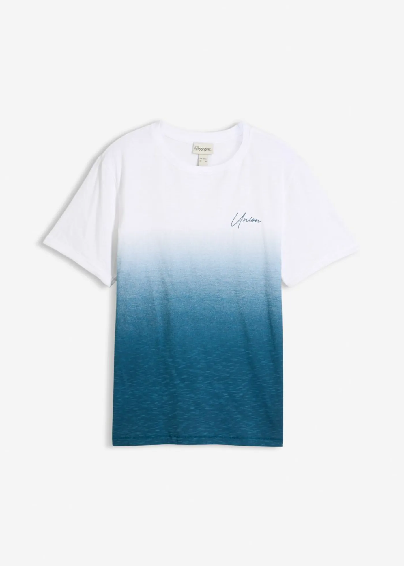 bonprix bonprix Camisetas Y Polos>Camiseta de algodón puro, slim fit azul petróleo-blanco