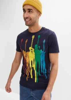 bonprix bonprix Camisetas Y Polos>Camiseta de algodón puro, slim fit Azul marino