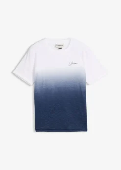 bonprix bonprix Camisetas Y Polos>Camiseta de algodón puro, slim fit Azul marino-blanco