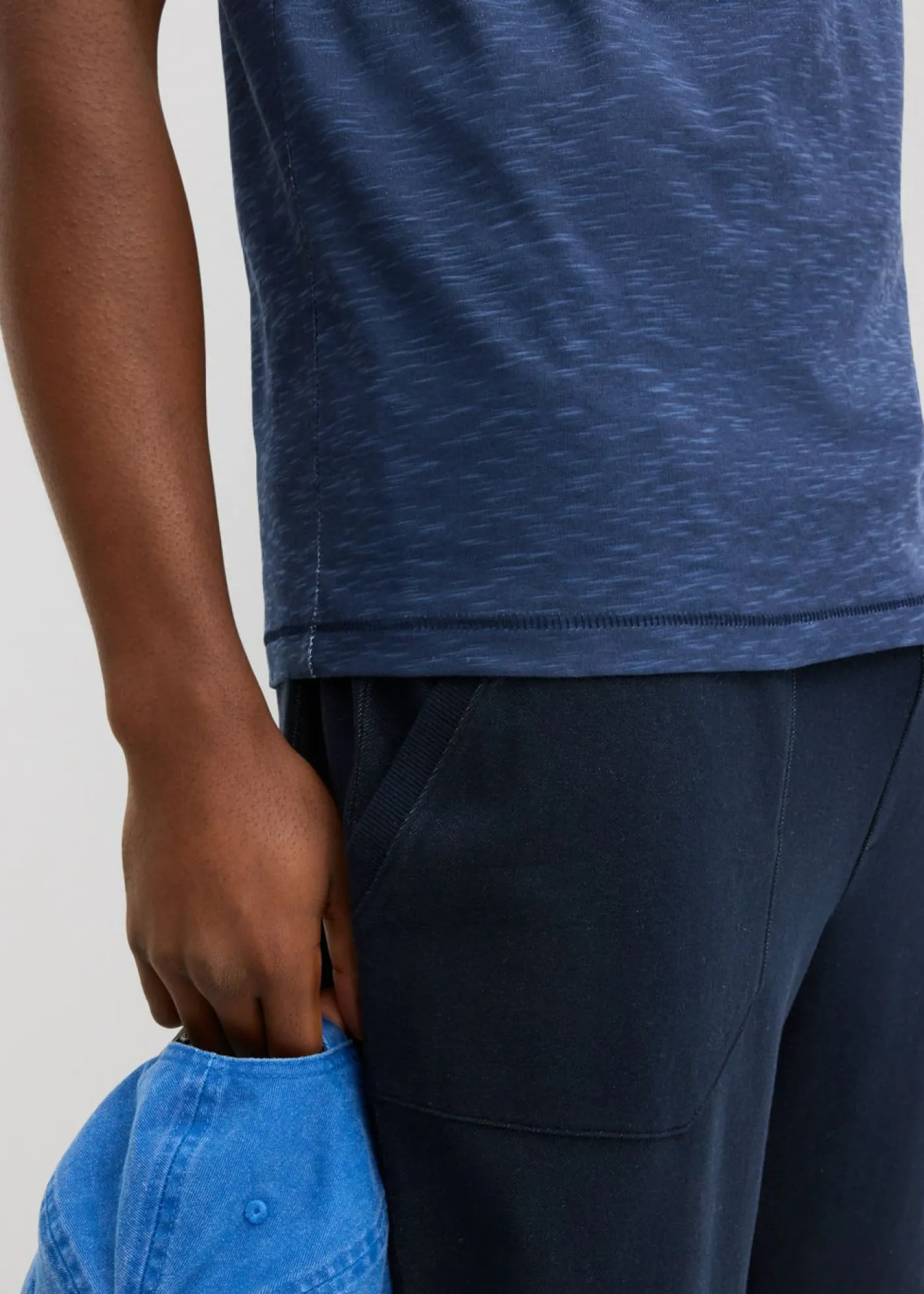 bonprix bonprix Camisetas Y Polos>Camiseta de algodón puro, slim fit Azul marino-blanco