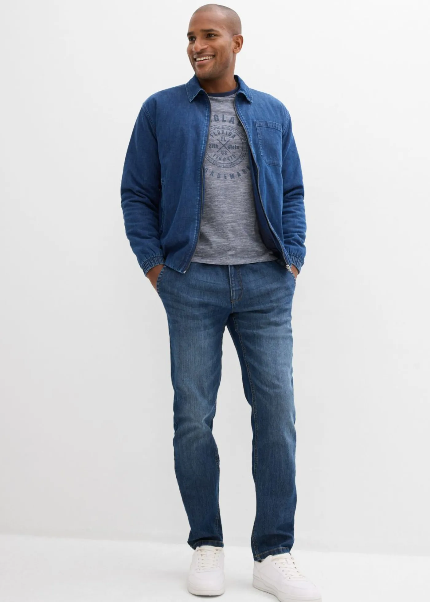 bonprix bonprix Camisetas Y Polos>Camiseta de algodón puro (2 unidades) Azul marino/blanco jaspeado + azul marino