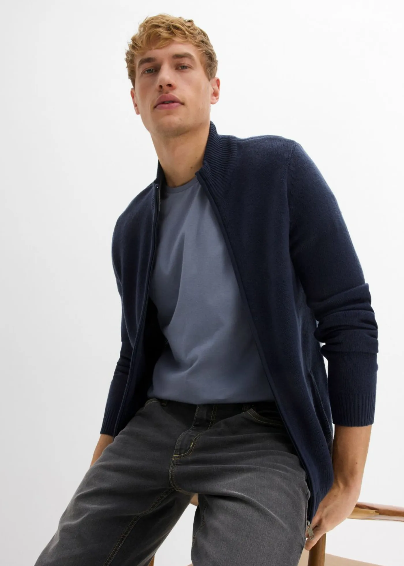 bonprix bonprix Básicos En Rebajas|Ropa Deportiva>Camiseta de algodón puro (2 unidades) Verde ahumado+ azul ahumado