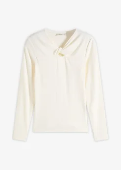 bonprix bonprix Camisetas>Camiseta de canalé Blanco lana