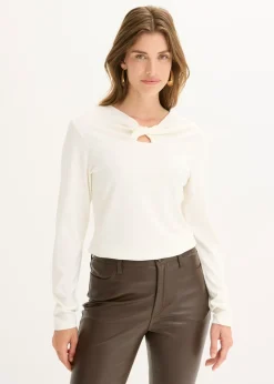 bonprix bonprix Camisetas>Camiseta de canalé Blanco lana