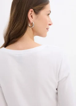 Mujer bonprix bonprix Camiseta de canalé con algodón orgánico (2 unidades)