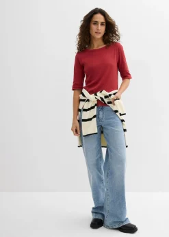 Mujer bonprix bonprix Camiseta de canalé con algodón orgánico (2 unidades)