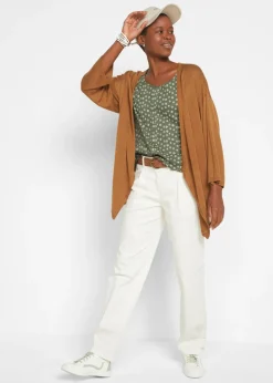 Mujer bonprix bonprix Camiseta de canalé con estampado de flores y manga corta