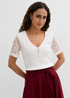 Mujer bonprix bonprix Camiseta de canalé de algodón