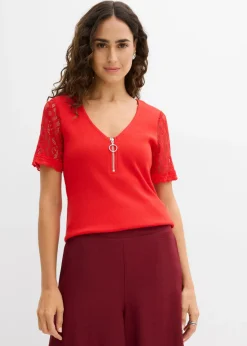 Mujer bonprix bonprix Camiseta de canalé de algodón