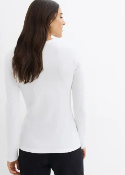 Mujer bonprix bonprix Camiseta de canalé de algodón orgánico puro (2 unidades)