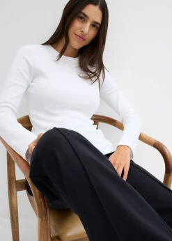 Mujer bonprix bonprix Camiseta de canalé de algodón orgánico puro (2 unidades)