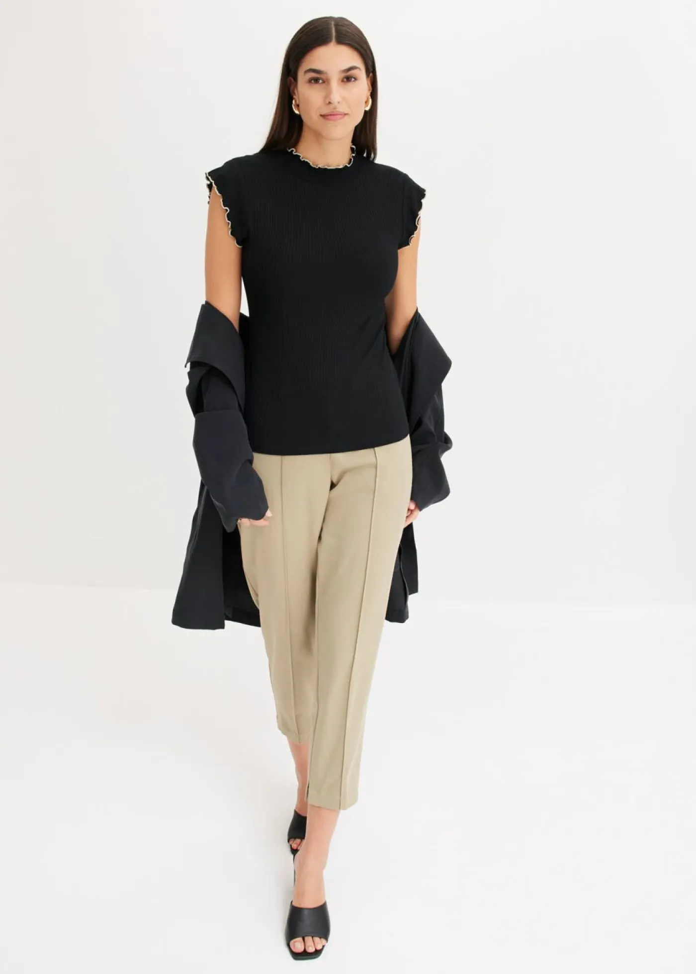 Mujer bonprix bonprix Camiseta de canalé de mezcla de viscosa