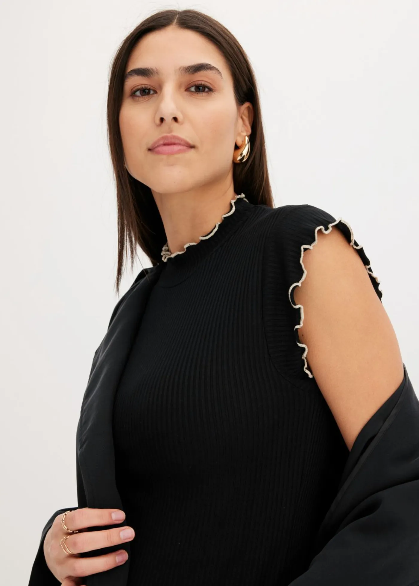 Mujer bonprix bonprix Camiseta de canalé de mezcla de viscosa