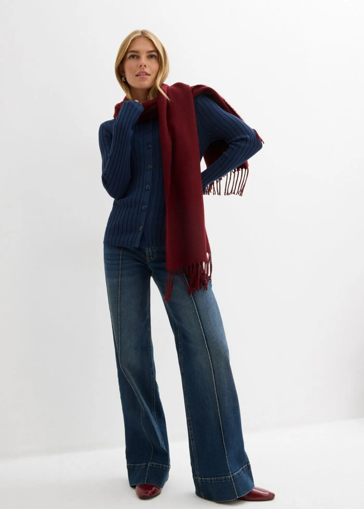 Mujer bonprix bonprix Camiseta de canalé de mezcla de viscosa fluida