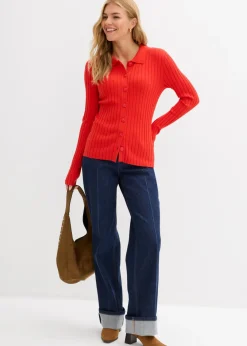 Mujer bonprix bonprix Camiseta de canalé de mezcla de viscosa fluida