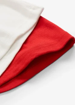 bonprix bonprix Básicos|Camisetas>Camiseta de canalé (2 unidades) Blanco lana-fresa