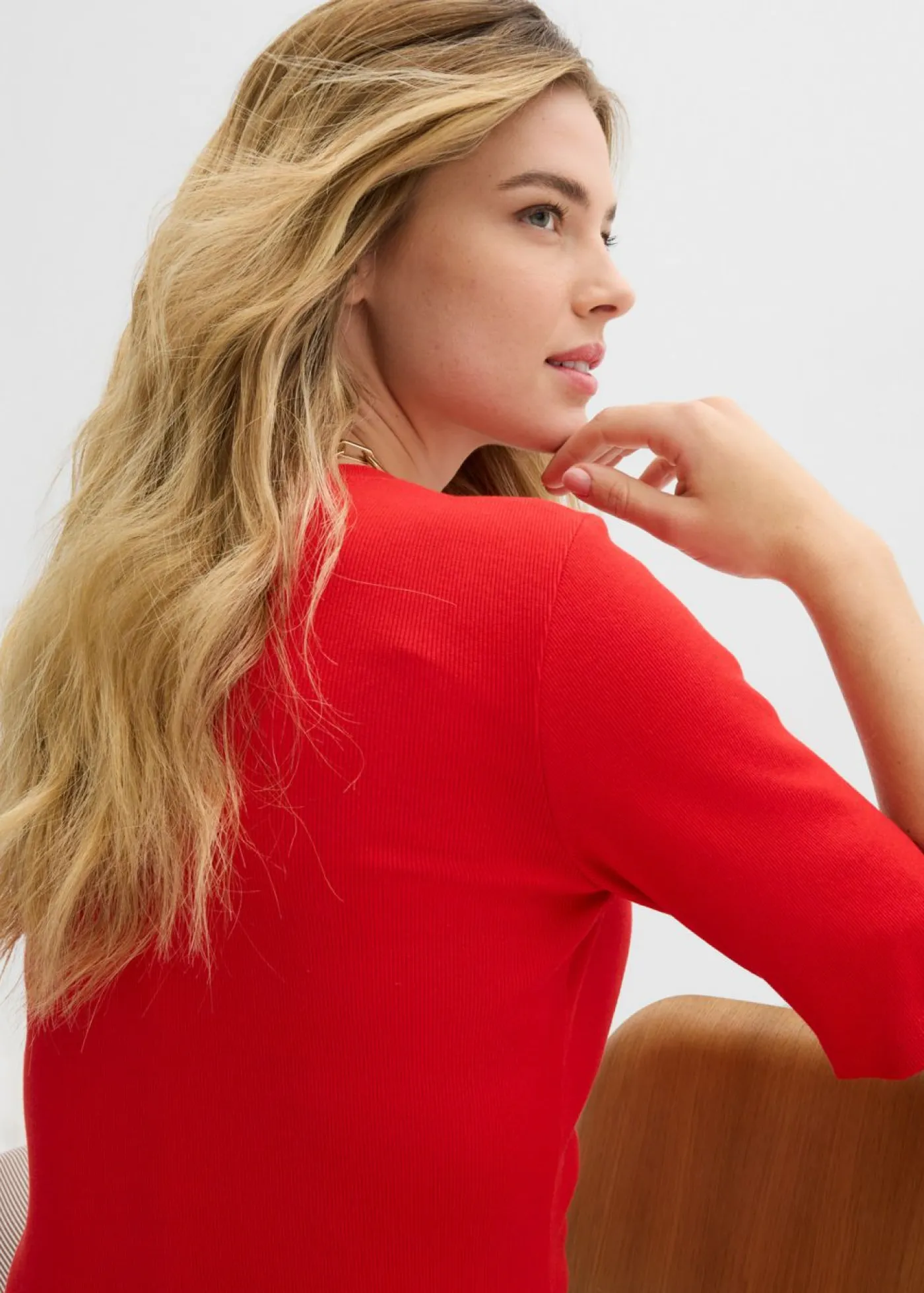 bonprix bonprix Básicos|Camisetas>Camiseta de canalé (2 unidades) Blanco lana-fresa