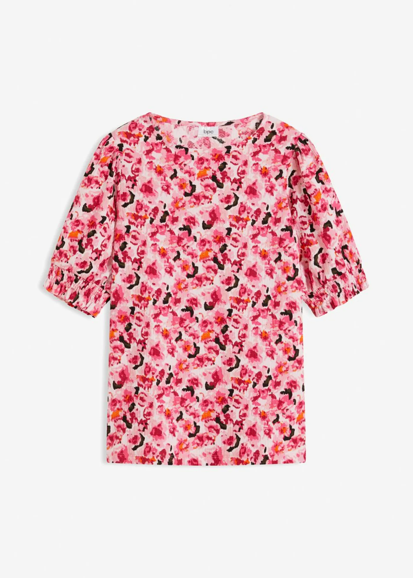 bonprix bonprix Camisetas>Camiseta de crepé borken con mangas abullonadas, media manga rosa cristal con flores