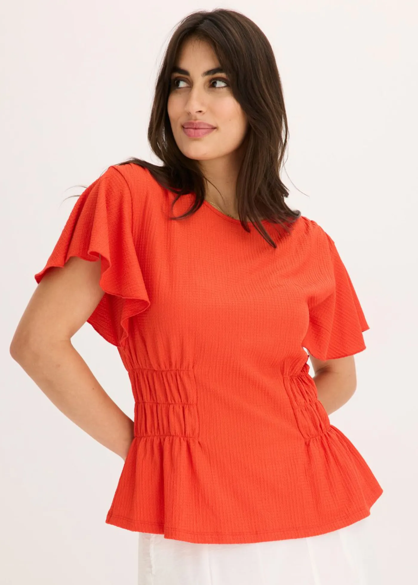 bonprix bonprix Camisetas>Camiseta de crepé de punto con nido de abeja fresa