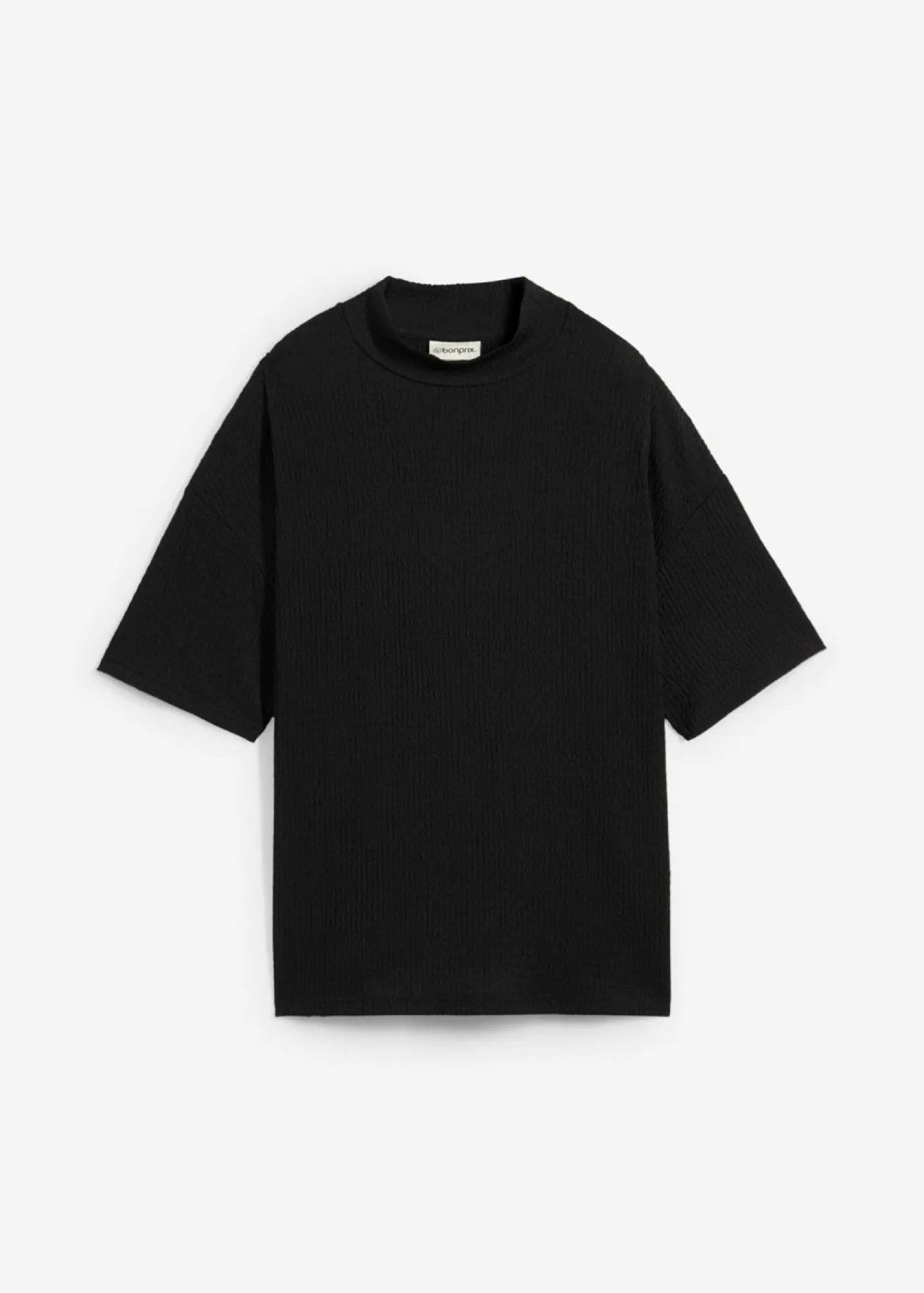 bonprix bonprix Camisetas>Camiseta de crepé estructurado Negro
