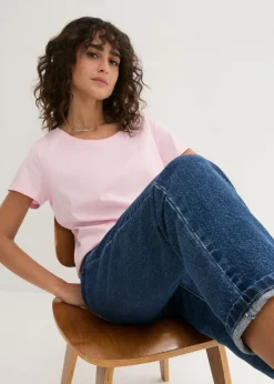 Mujer bonprix bonprix Camiseta de cuello redondo y manga corta (5 unidades)