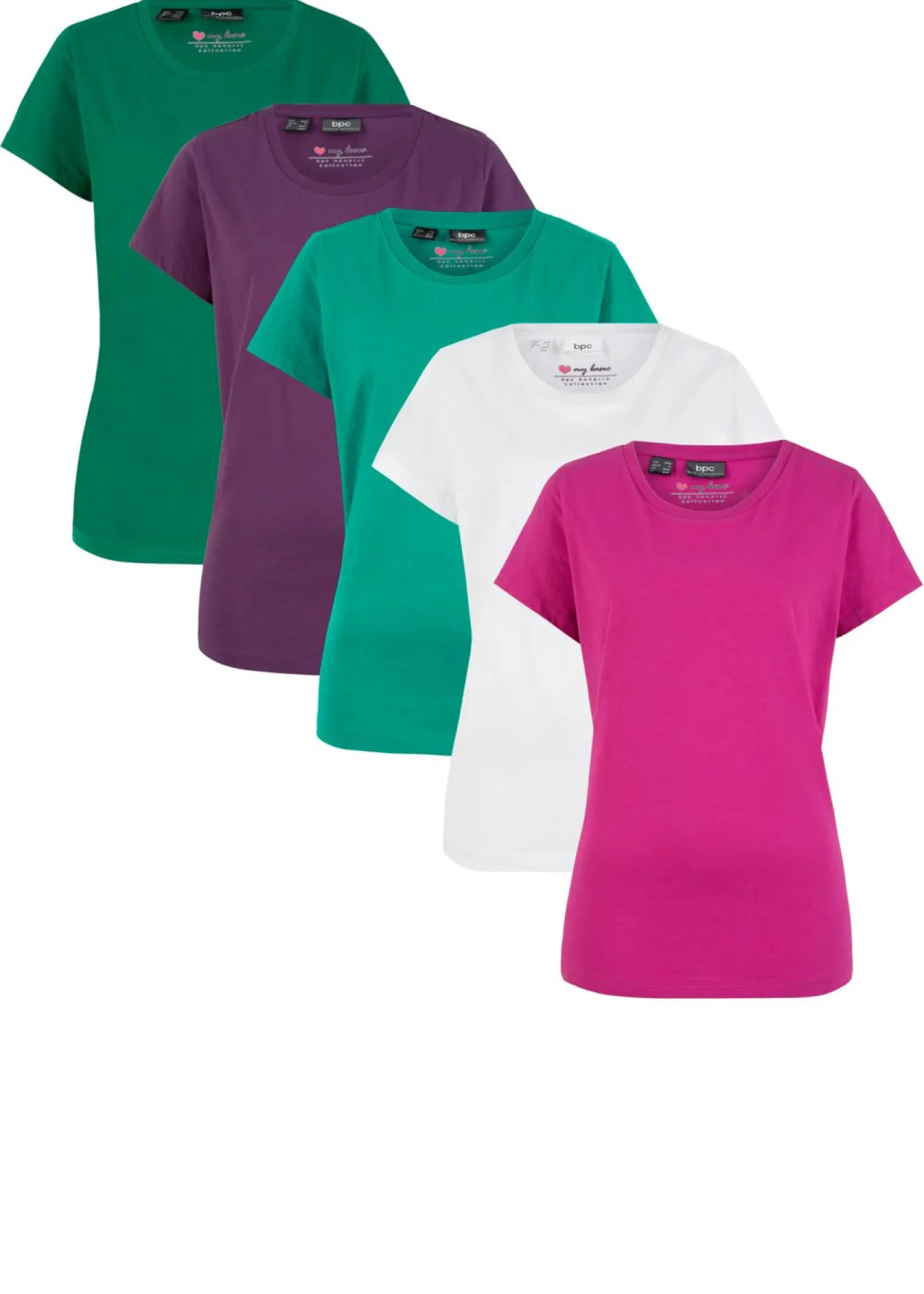 Mujer bonprix bonprix Camiseta de cuello redondo y manga corta (5 unidades)