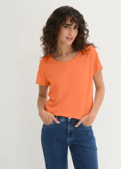 bonprix bonprix Básicos|Camisetas>Camiseta de cuello redondo y manga corta (5 unidades) Salmón/azur/amarillo limón claro/esmeralda/blanco