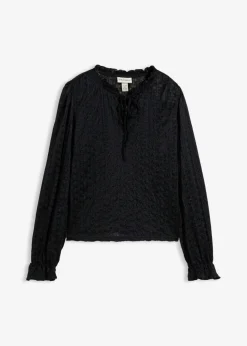 Mujer bonprix bonprix Camiseta de encaje con mangas abullonadas