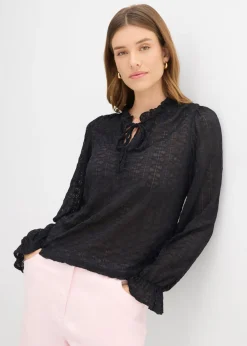 Mujer bonprix bonprix Camiseta de encaje con mangas abullonadas