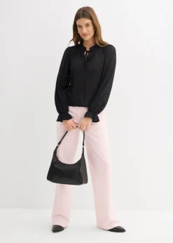 Mujer bonprix bonprix Camiseta de encaje con mangas abullonadas