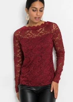 Mujer bonprix bonprix Camiseta de encaje con manga larga