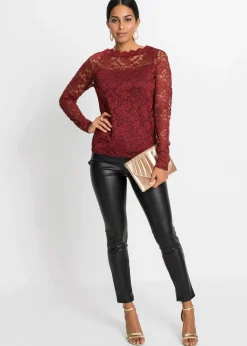 Mujer bonprix bonprix Camiseta de encaje con manga larga