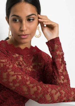 Mujer bonprix bonprix Camiseta de encaje con manga larga