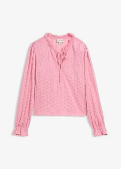 bonprix bonprix Camisetas|Novedades>Camiseta de encaje con mangas abullonadas orquídea ahumado