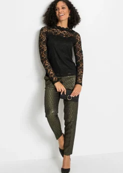 Mujer bonprix bonprix Camiseta de encaje con manga larga