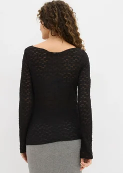 Mujer bonprix bonprix Camiseta de encaje de manga larga